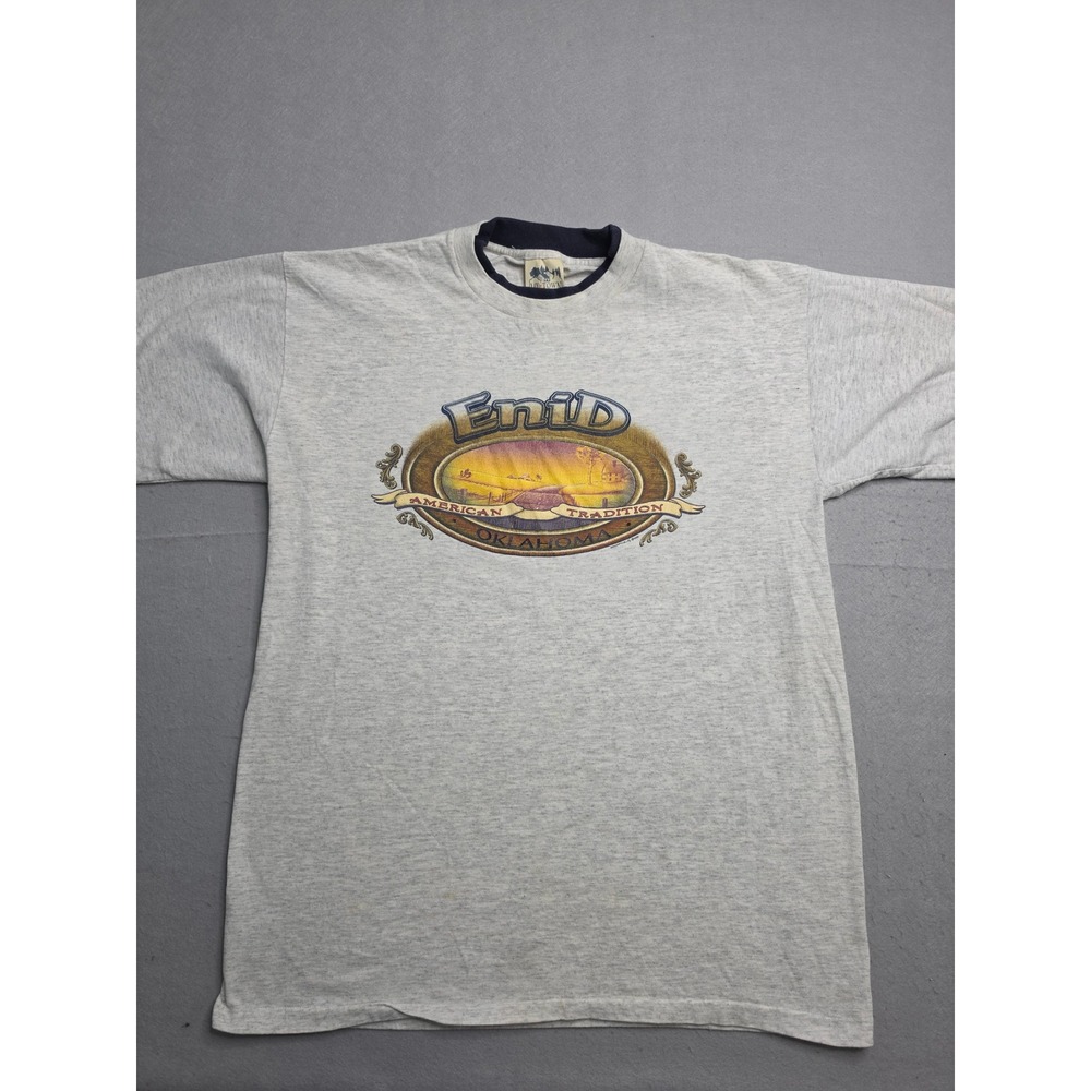 VTG My Town Originals T-Shirt Men's Large Gray Enid Oklahoma American Tradition